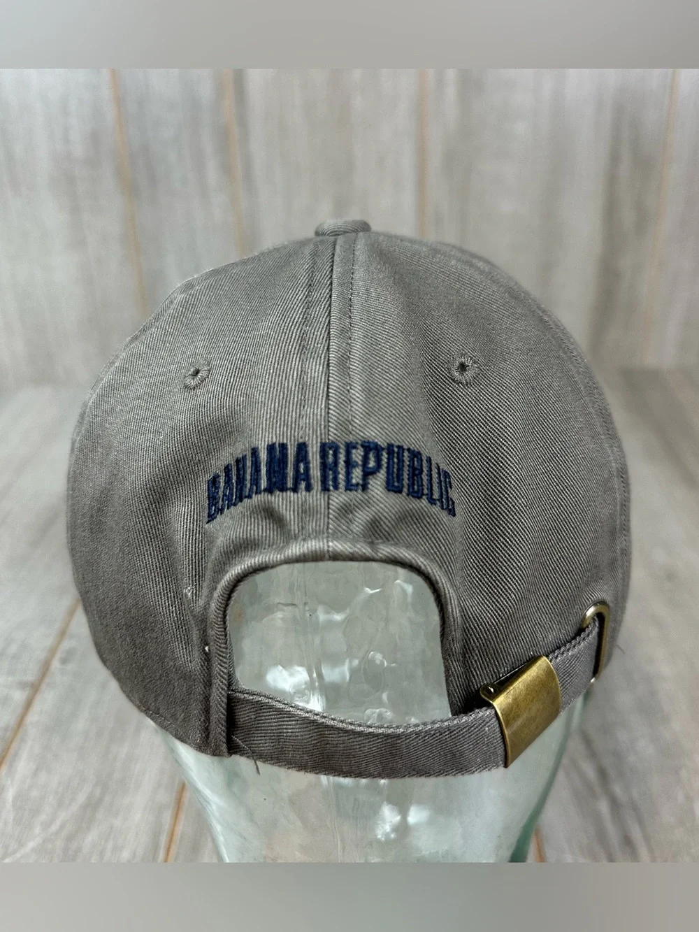 Vintage Y2K Banana Republic Hat American Flag Strap Back Gray 2003